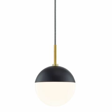 Renee One Light Pendant in Aged BrassBlack by Mitzi
