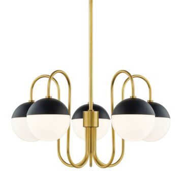 Renee Five Light Chandelier in Aged BrassBlack by Mitzi