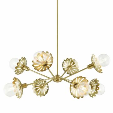 Alyssa Eight Light Chandelier in Aged Brass by Mitzi