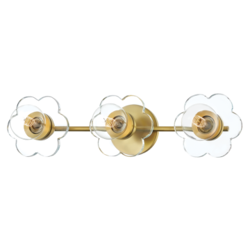 Alexa Three Light Bath and Vanity in Aged Brass by Mitzi
