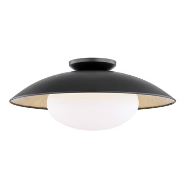 Cadence One Light Semi Flush Mount in Black LustroGold Leaf Combo by Mitzi
