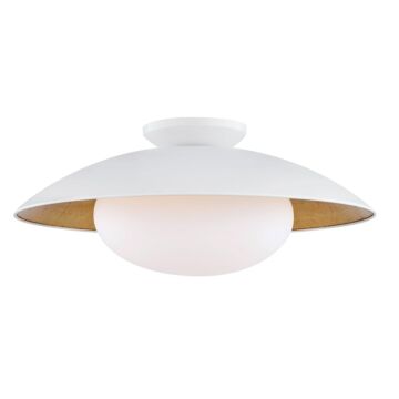 Cadence One Light Semi Flush Mount in White LustroGold Leaf Combo by Mitzi