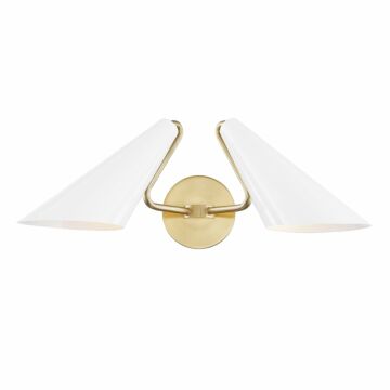 Talia Two Light Wall Sconce in Aged BrassDove Gray Combo by Mitzi
