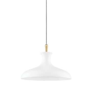 Cassidy One Light Pendant in Aged BrassSoft Off White by Mitzi