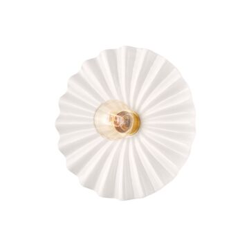 Tinsley One Light Flush Mount in Aged BrassCeramic Gloss Cream by Mitzi