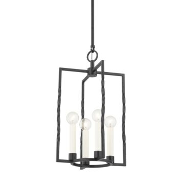 Adelaide Four Light Lantern in Textured Black by Mitzi