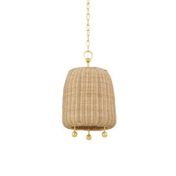 Elena One Light Pendant in Aged Brass by Mitzi
