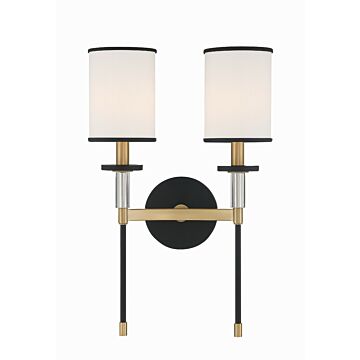 Hatfield Two Light Wall Sconce in Black Forged   Vibrant Gold by Crystorama