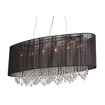 Beverly Dr. Six Light Dual MountFlush & Hanging in Black Silk String by Avenue Lighting