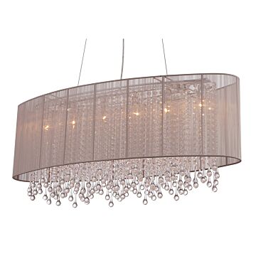 Beverly Dr. Six Light Chandelier in Taupe Silk String by Avenue Lighting