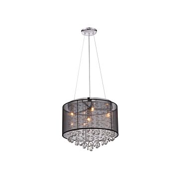 Riverside Dr. Four Light Dual MountFlush & Hanging in Black Organza Silk by Avenue Lighting