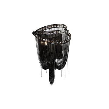 Wilshire Blvd. Two Light Wall Sconce in Black ChromeSmoke Crystal by Avenue Lighting