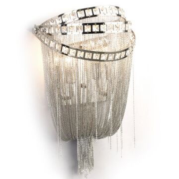 Wilshire Blvd 2-Light Wall Sconce in Polish Nickel with Crystal