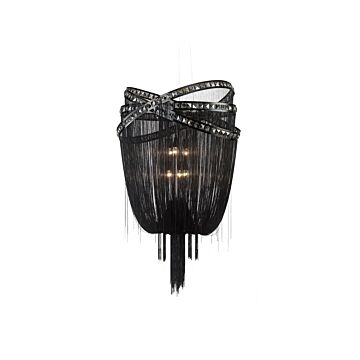 Wilshire Blvd. Six Light Chandelier in Black ChromeSmoke Crystal by Avenue Lighting