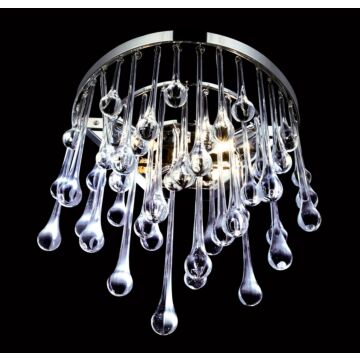 Hollywood Blvd 2-Light Wall Sconce in Polish Nickel with Clear Glass Tear Drops