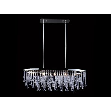 Hollywood Blvd. Five Light Chandelier in Polish Nickel  Clear Glass Tear Drops by Avenue Lighting