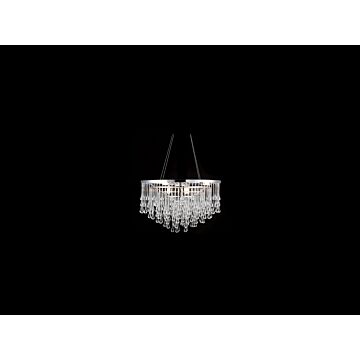 Hollywood Blvd. Six Light Chandelier in Polish Nickel  Clear Glass Tear Drops by Avenue Lighting