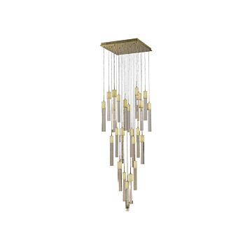 The Original Glacier Avenue 25 Light Flush Mount Pendant in Brushed Brass by Avenue Lighting