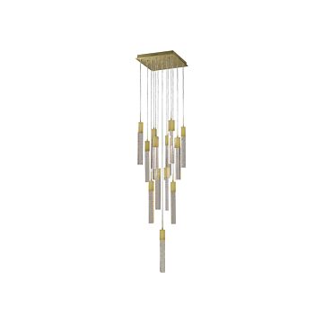 The Original Glacier Avenue 13 Light Flush MountPendant in Brushed Brass by Avenue Lighting