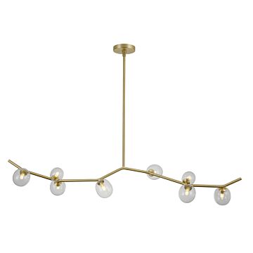 Hampton Eight Light Chandelier in Brushed Brass With Clear Glass by Avenue Lighting
