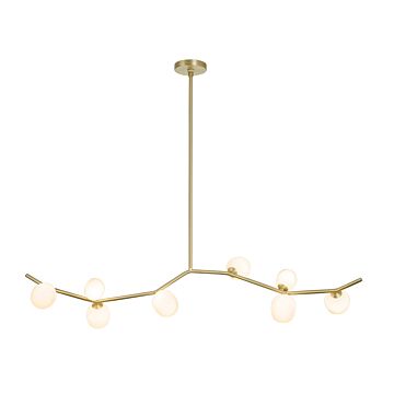 Hampton Eight Light Chandelier in Brushed Brass With White Glass by Avenue Lighting