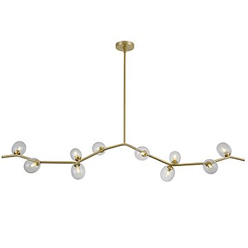 Hampton Ten Light Chandelier in Brushed Brass With Clear Glass by Avenue Lighting