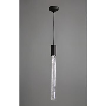 Alpine One Light Pendant in Black With Clear And White Marbleized Blown Glass by Avenue Lighting