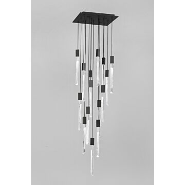 Alpine 15 Light Flush MountPendant in Black With Clear And Black Jade Blown Glass by Avenue Lighting