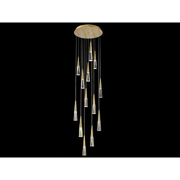 Encino 13 Light Flush MountPendant in Brushed Brass by Avenue Lighting