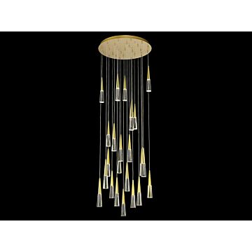Encino 25 Light Flush Mount Pendant in Brushed Brass by Avenue Lighting