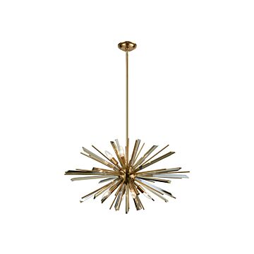 Palisades Ave. Eight Light Chandelier in Antique Brass With Champagne Glass by Avenue Lighting
