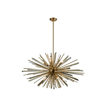 Palisades Ave. Ten Light Chandelier in Antique Brass With Champagne Glass by Avenue Lighting