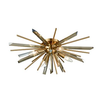 Palisades Ave. Four Light Flush Mount in Antique Brass With Champagne Glass by Avenue Lighting