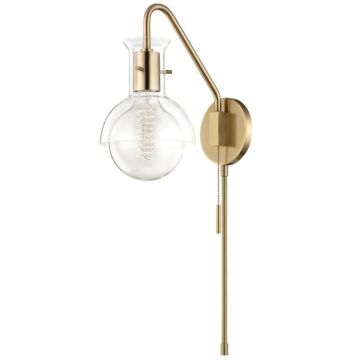 Riley One Light Wall Sconce in Aged Brass by Mitzi