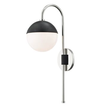 Renee One Light Wall Sconce in Polished Nickel Black by Mitzi