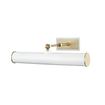 Mitzi Holly 2 Light 16 Inch Picture Light in Aged Brass and White