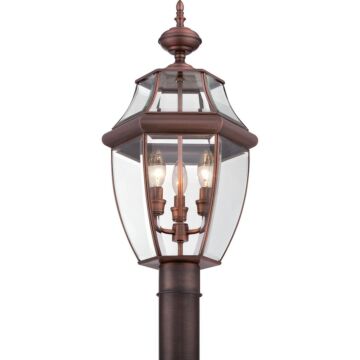 Newbury Three Light Outdoor Post Lantern in Aged Copper by Quoizel
