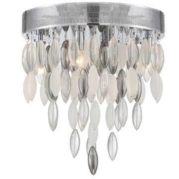 Crystorama Hudson 4 Light Ceiling Light in Polished Chrome with Frosted, Silver & Clear Glass Beads Crystals