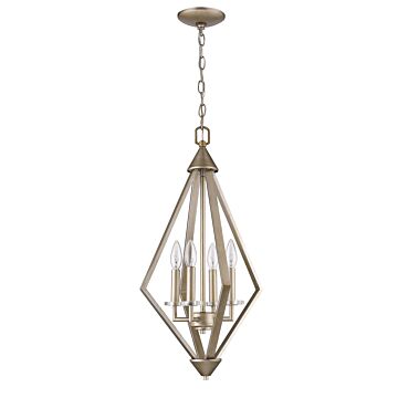 Easton 4-Light Washed Gold Pendant With Crystal Bobeches