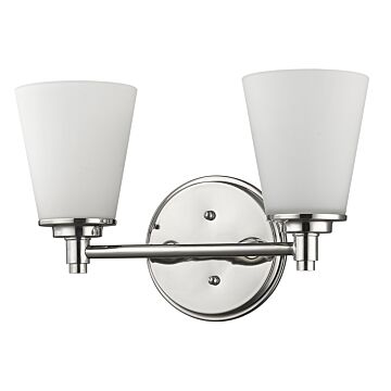 Conti 2-Light Polished Nickel Sconce With Etched Glass Shades