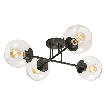 Jamie Four Light Flush Mount in Black by AFX Lighting