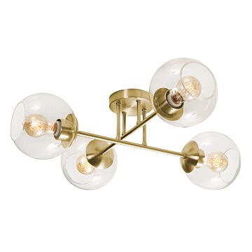 Jamie Four Light Flush Mount in Satin Brass by AFX Lighting