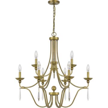 Quoizel Joules 9 Light 31 Inch Traditional Chandelier in Aged Brass