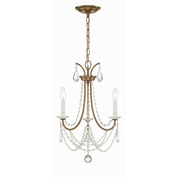 Karrington Three Light Mini Chandelier in Aged Brass by Crystorama