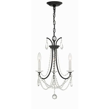 Karrington Three Light Mini Chandelier in Matte Black by Crystorama