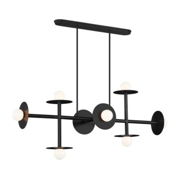 Nodes Eight Light Linear Chandelier in Midnight Black by Visual Comfort Studio