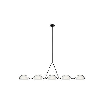 Nido Five Light Linear Chandelier in Midnight Black by Visual Comfort Studio