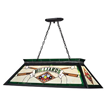 Z-Lite Tiffany Billiard 4-Light Linear Pendant Light In Matte Black