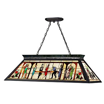 Z-Lite Tiffany Billiard 4-Light Linear Pendant Light In Matte Black