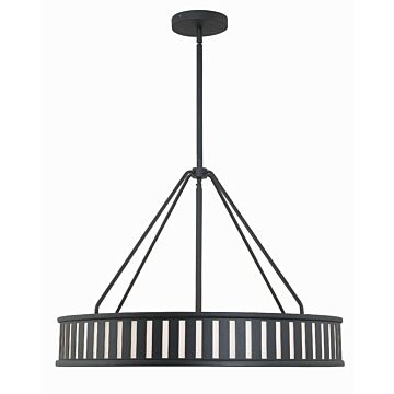 Kendal Six Light Pendant in Black Forged by Crystorama